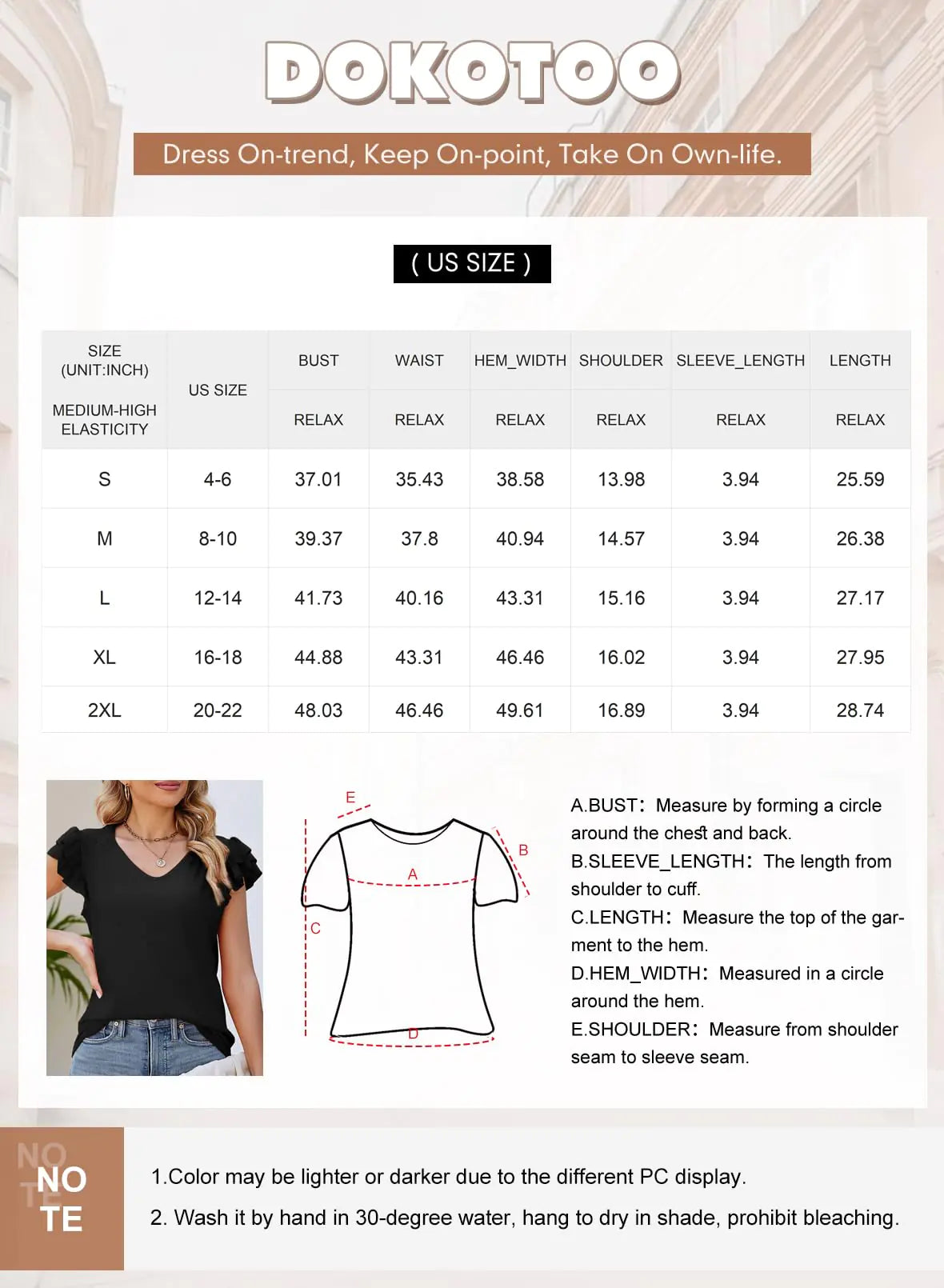 Dokotoo Women's Casual Ruffle Short Sleeve Tops Cute Solid Color Knit Ribbed T Shirts Blouses Small Peach Blossom