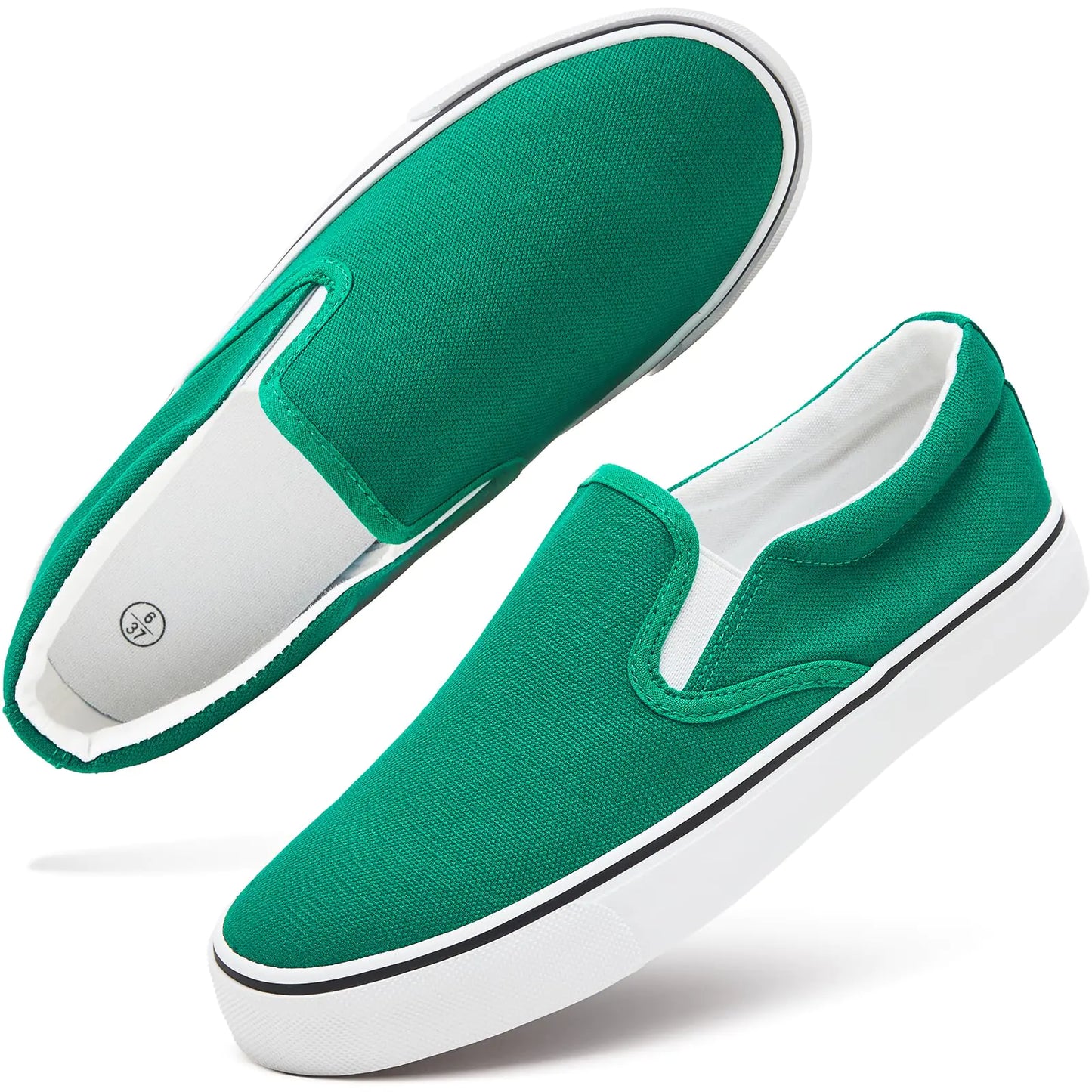 Women's Slip on Shoes Canvas Sneakers Loafers Non Slip Shoes Low Top Casual Shoes 9.5 Dark Green