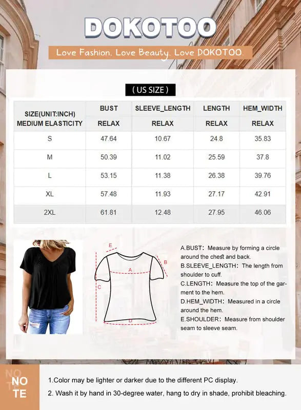 Dokotoo Women's Casual Summer T Shirts Short Sleeve V Neck Tops Tshirts XX-Large Rose