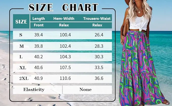 EARKOHA Womens Casual High Waist Tie Paisley Print Long Maxi Skirt with Pockets Purple Green XX-Large