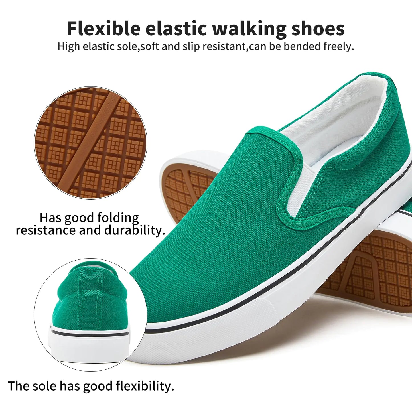 Women's Slip on Shoes Canvas Sneakers Loafers Non Slip Shoes Low Top Casual Shoes 9.5 Dark Green